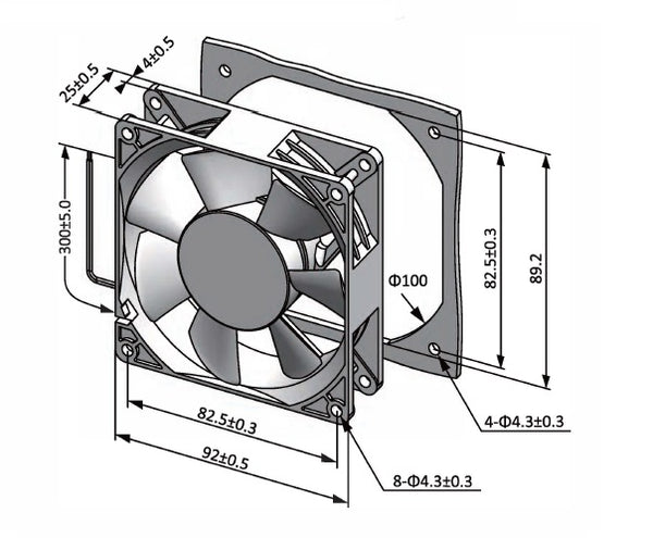 92x92x25mm EC Axial Fans - 240V sE9225 Series Fans – Sofasco Fans